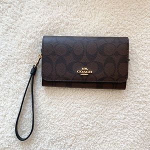 COACH Brown Flap Wristlet/Wallet